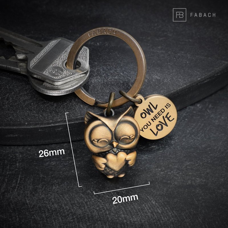 Llavero búho "Owl you need is Love" Owly con corazón y grabado - amuleto de la suerte dulce búho