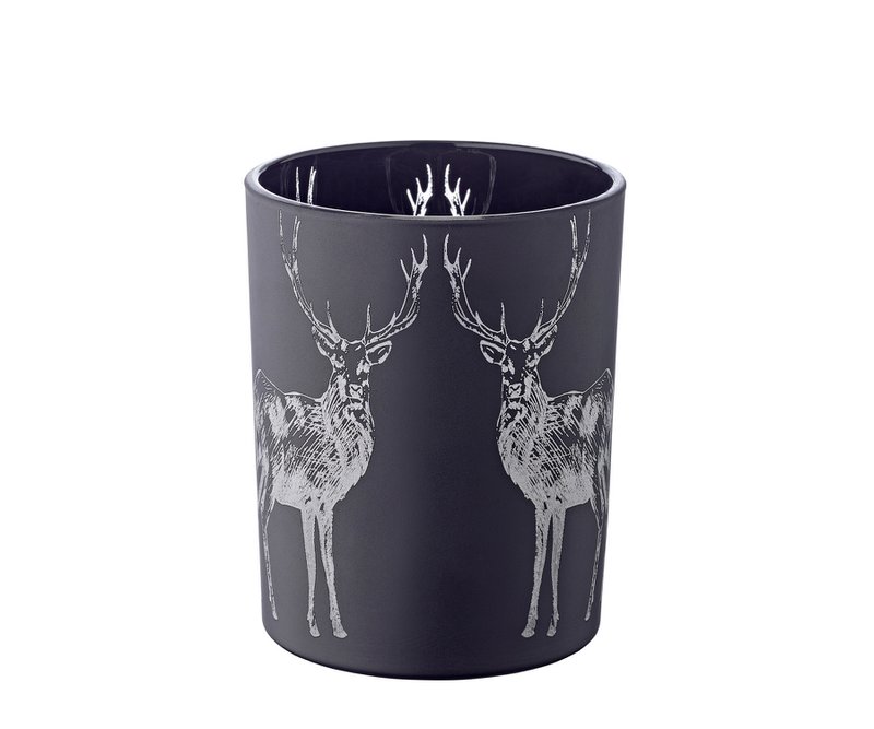 EDZARD theelichthouder Tiu, mat zwart glas, hoogte 13 cm