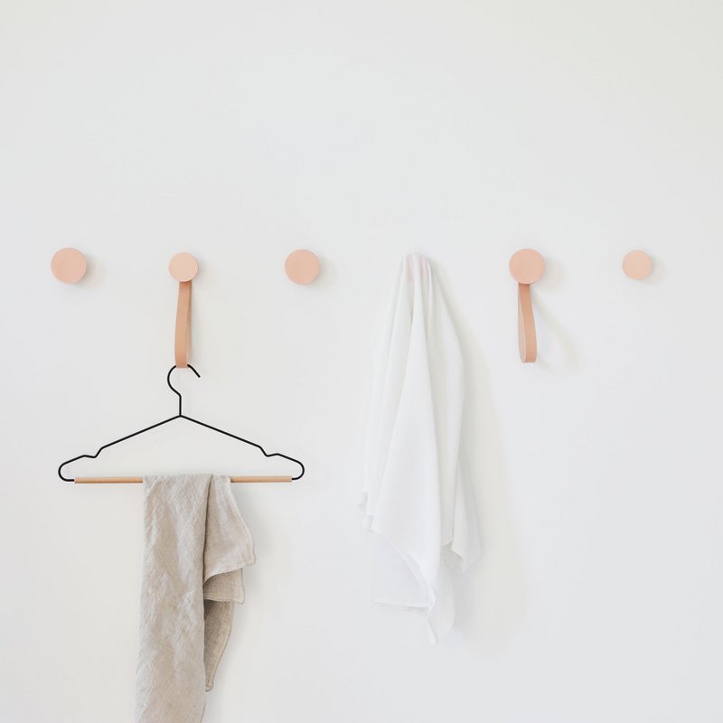 Round Beech Wood & Copper Wall Hook / Knob