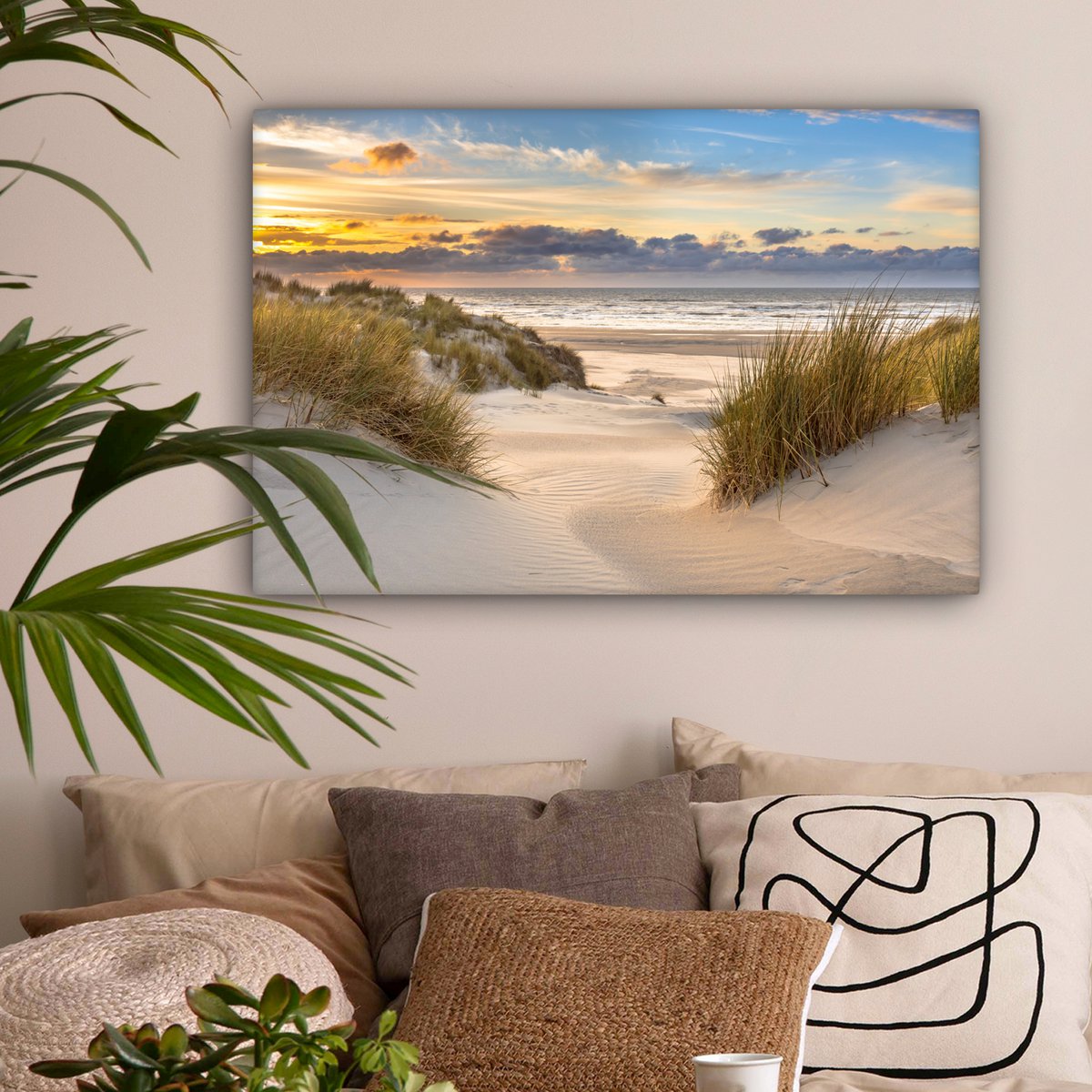 Pintura de lona - Decoración de la pared Beach - Dune - Grass - Sunset - Sala de decoración de la pared - Decoración del dormitorio - Accesorios de habitaciones - Pinturas sobre lienzo