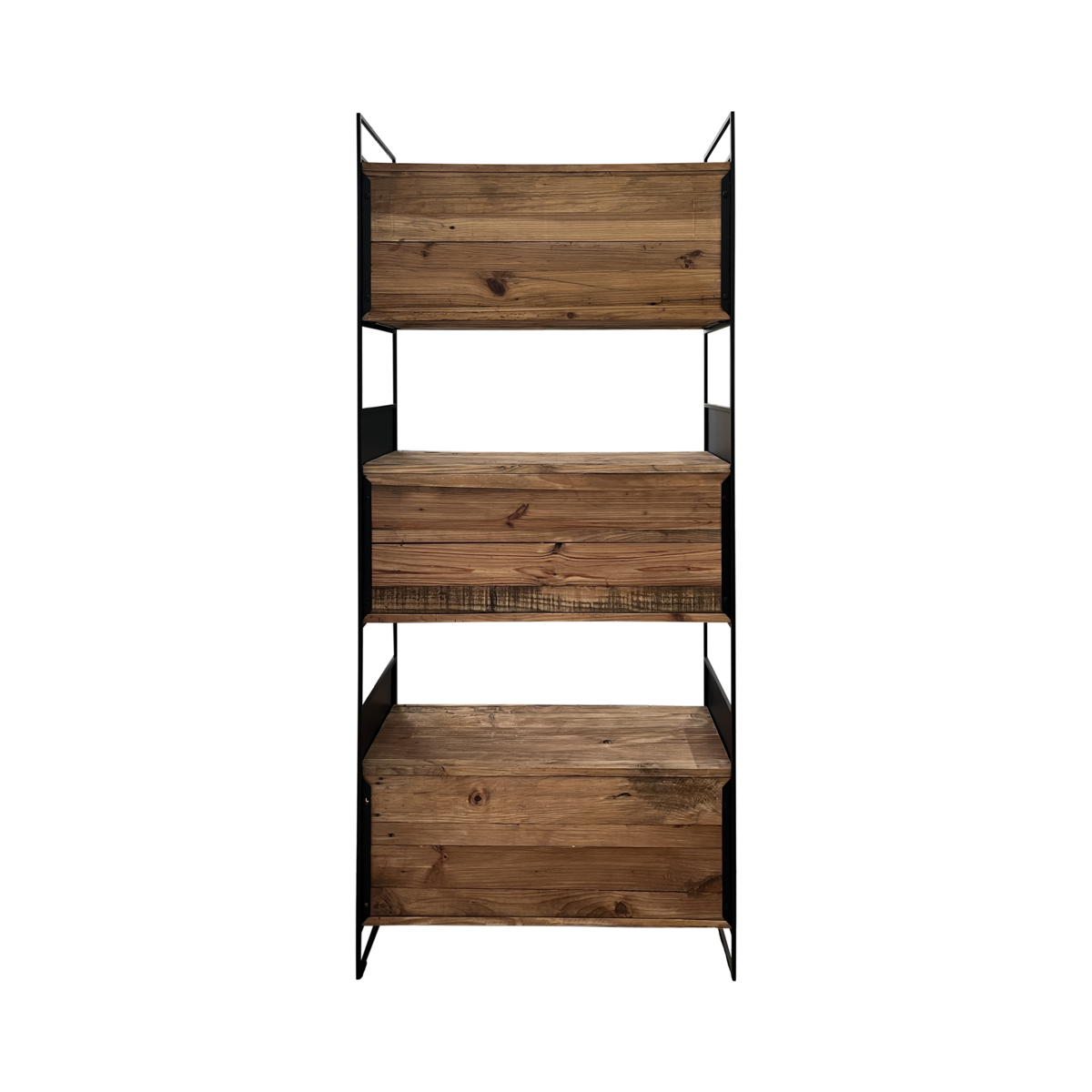 Librería de madera y hierro 90 x 36 x 190 h cm
