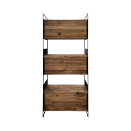 Librería de madera y hierro 90 x 36 x 190 h cm