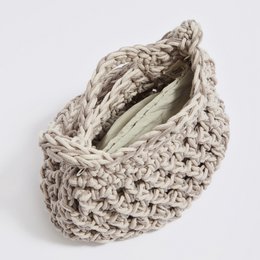 Borsa a tracolla “Tinos cotton” all'uncinetto con pochette impermeabile crema+beige