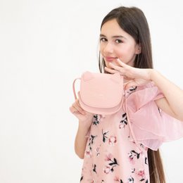 Children's shoulder bag - Mina the minimalist cat Pink