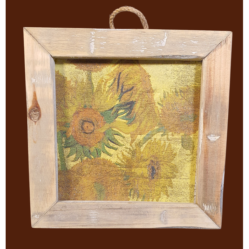 Holzfliese alte holländische Van-Gogh-Sonnenblume