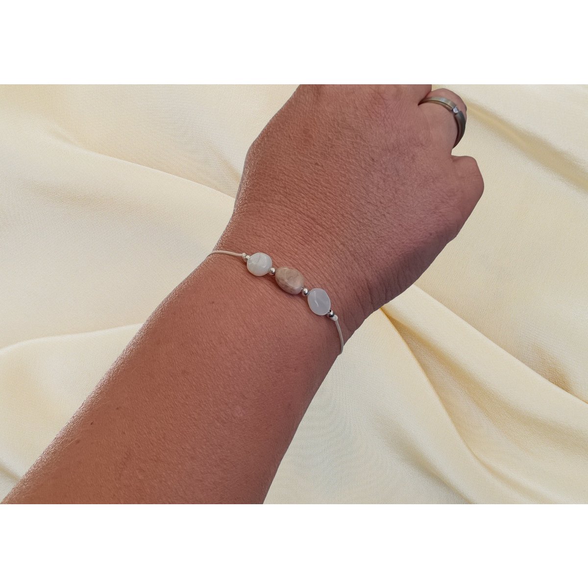 Maansteen edelsteen armband macramé