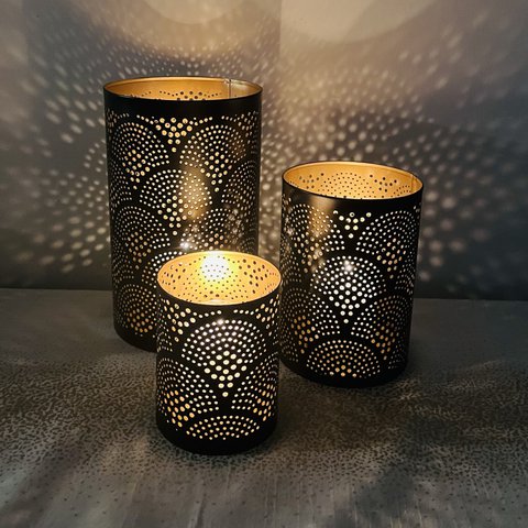 Candle Lantern Black & Gold