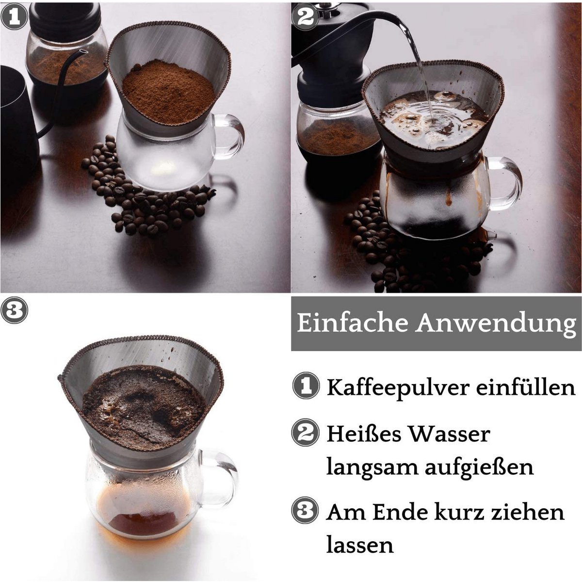 Filtro per caffè riutilizzabile in rete di acciaio inossidabile - sacchetti filtro sostenibili