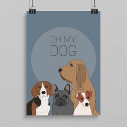 Postkort OH MY DOG, lykønskningskort til hund