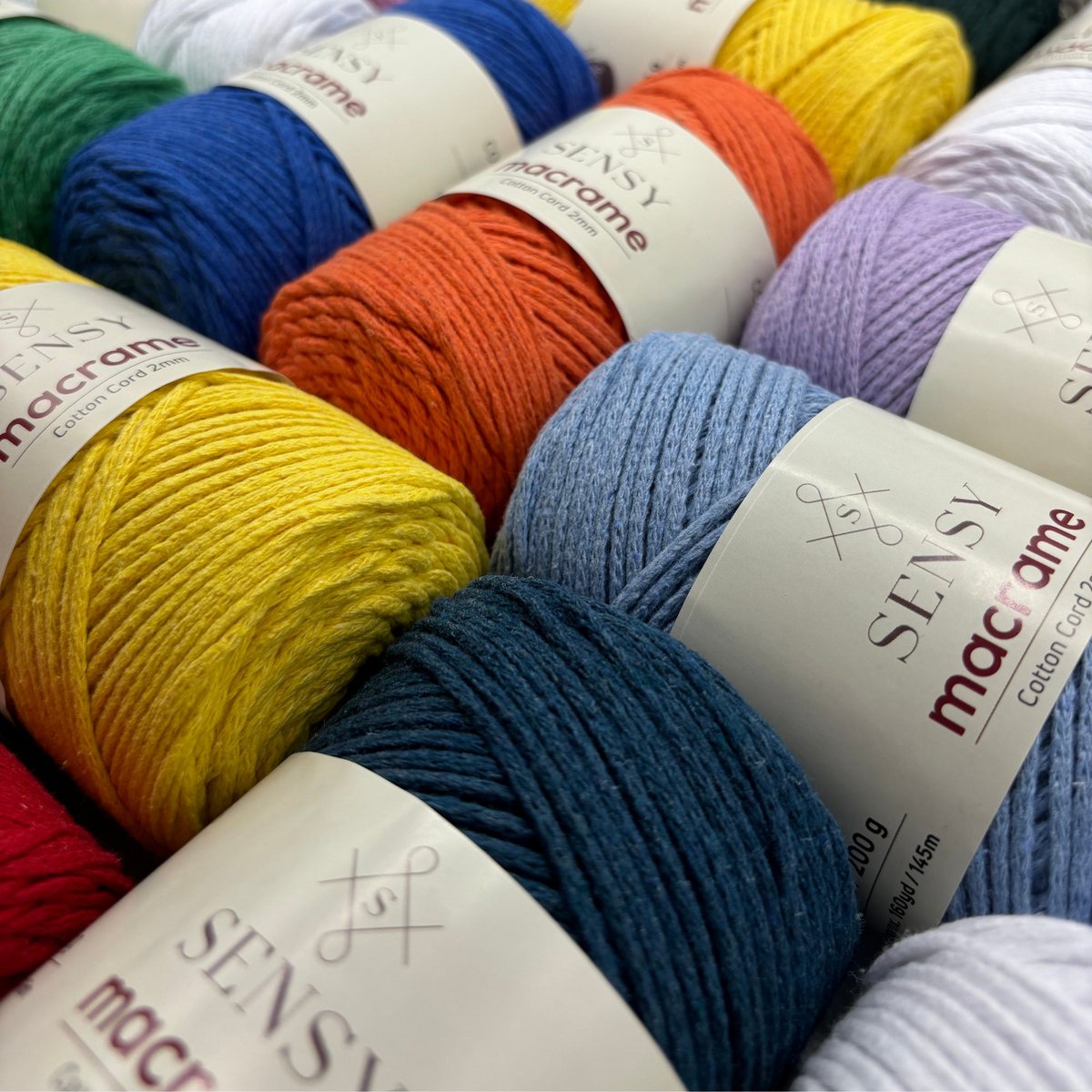 Sensy Premium 2 mm - 160 yards 100 % genanvendt bomuldsmacrame-ledning