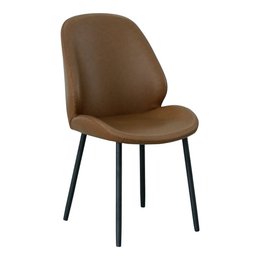 Monte Carlo Dining Chair - Vintage Brown PU, Black Legs - Set of 2