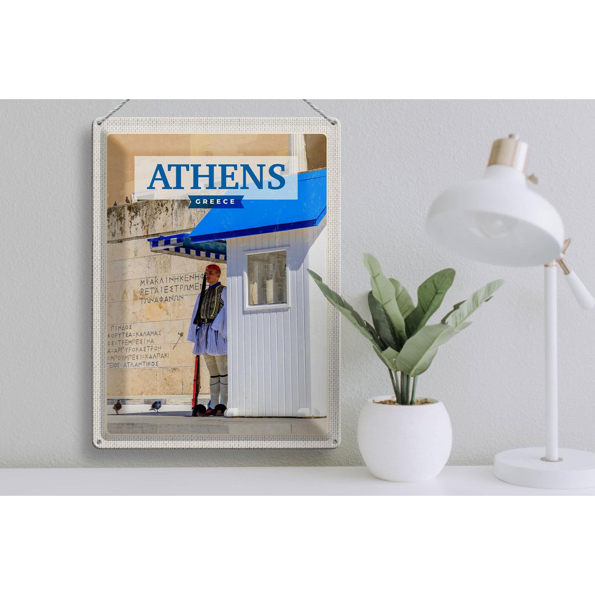 Tin Sign Travel 30x40cm Athens Greece Evzone Guard
