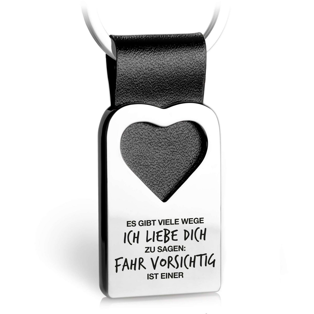 "Er zijn veel manieren om te zeggen dat ik van je hou" hartsleutelhanger met gravure gemaakt van leer
