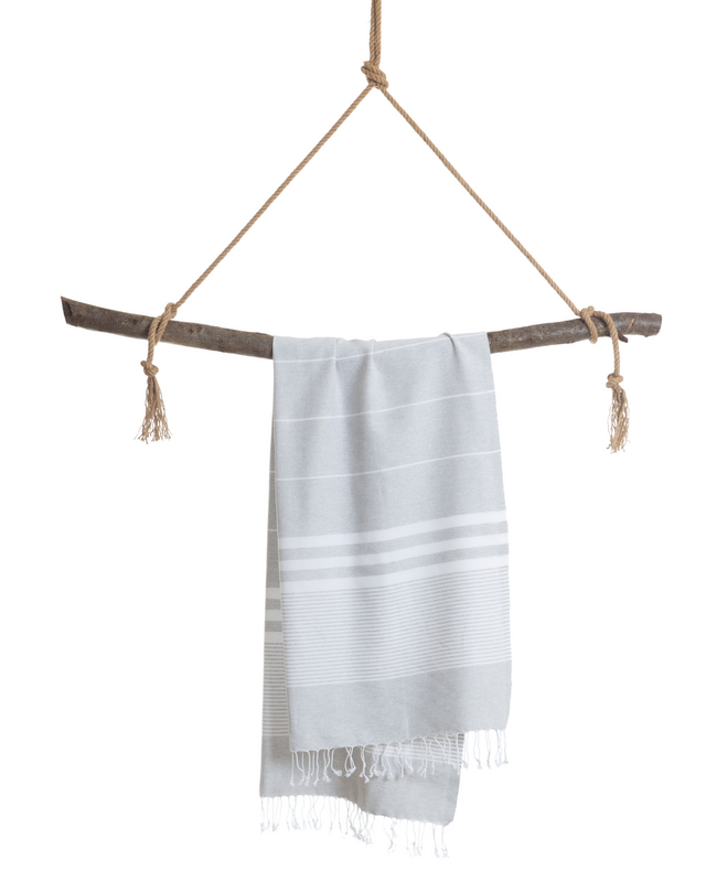 HÅNDklæde TO GO MALIBU Bomuld Strandhåndklæde 180x100 cm | Spa sauna håndklæde | Grå | med gaveæske