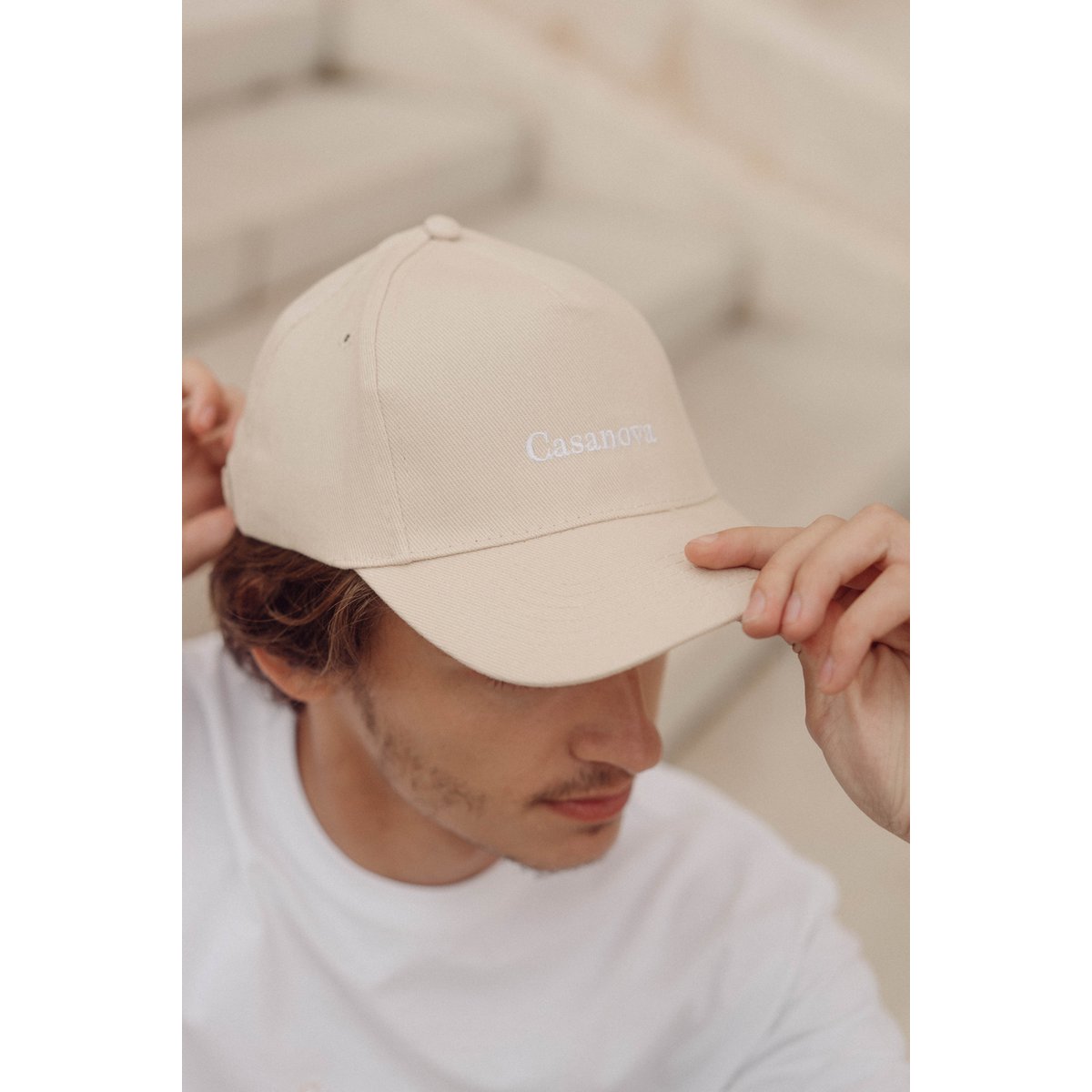 Gorra de algodón beige