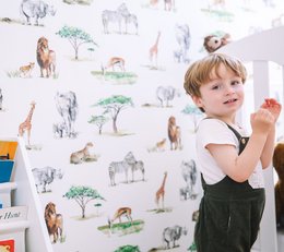 Safari Dieren Kinderbehang - Ivoorkleur