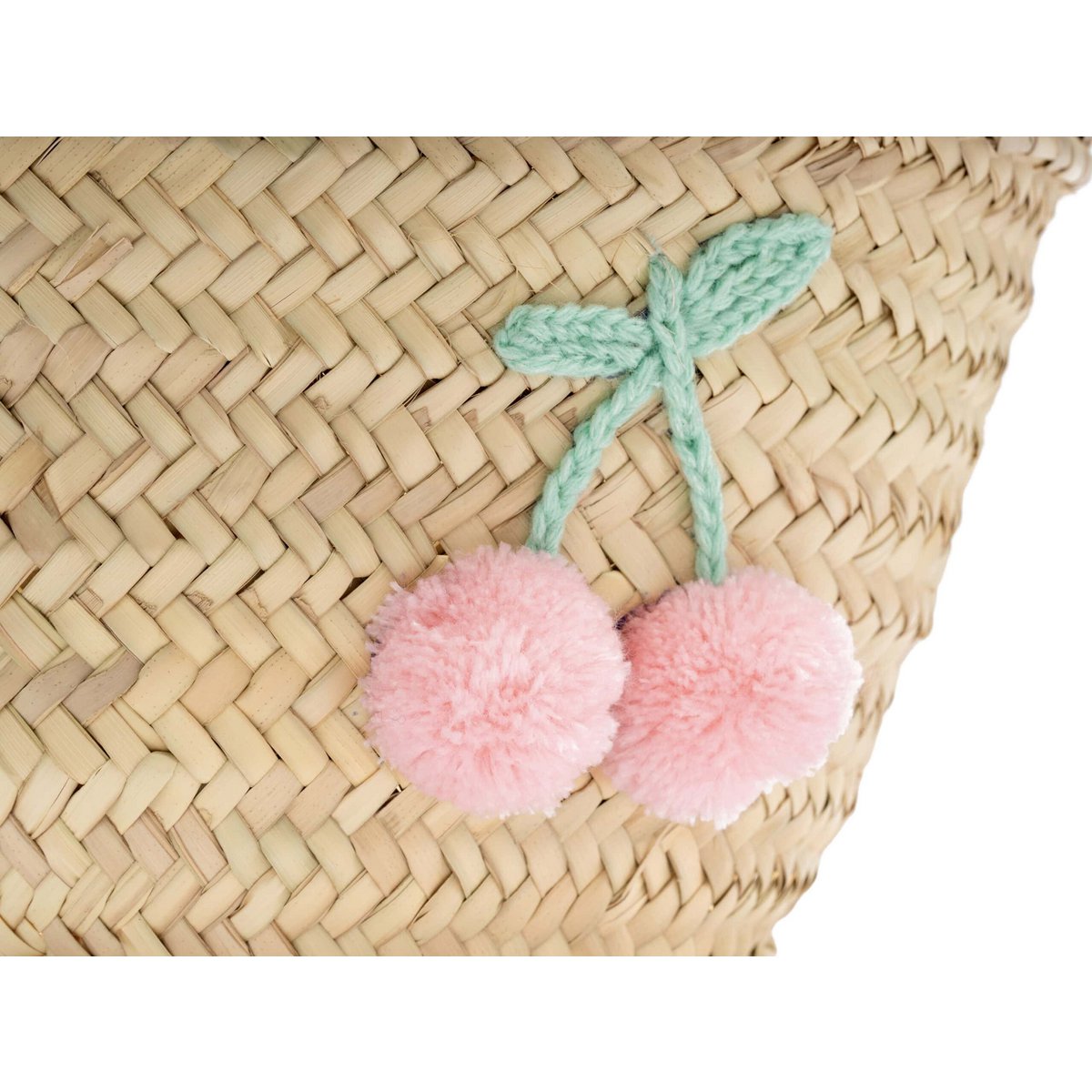 Kinderreiswieg, strandtas, 32 cm, strozak met pompons, meisjestas, handgemaakt, esparto tas
