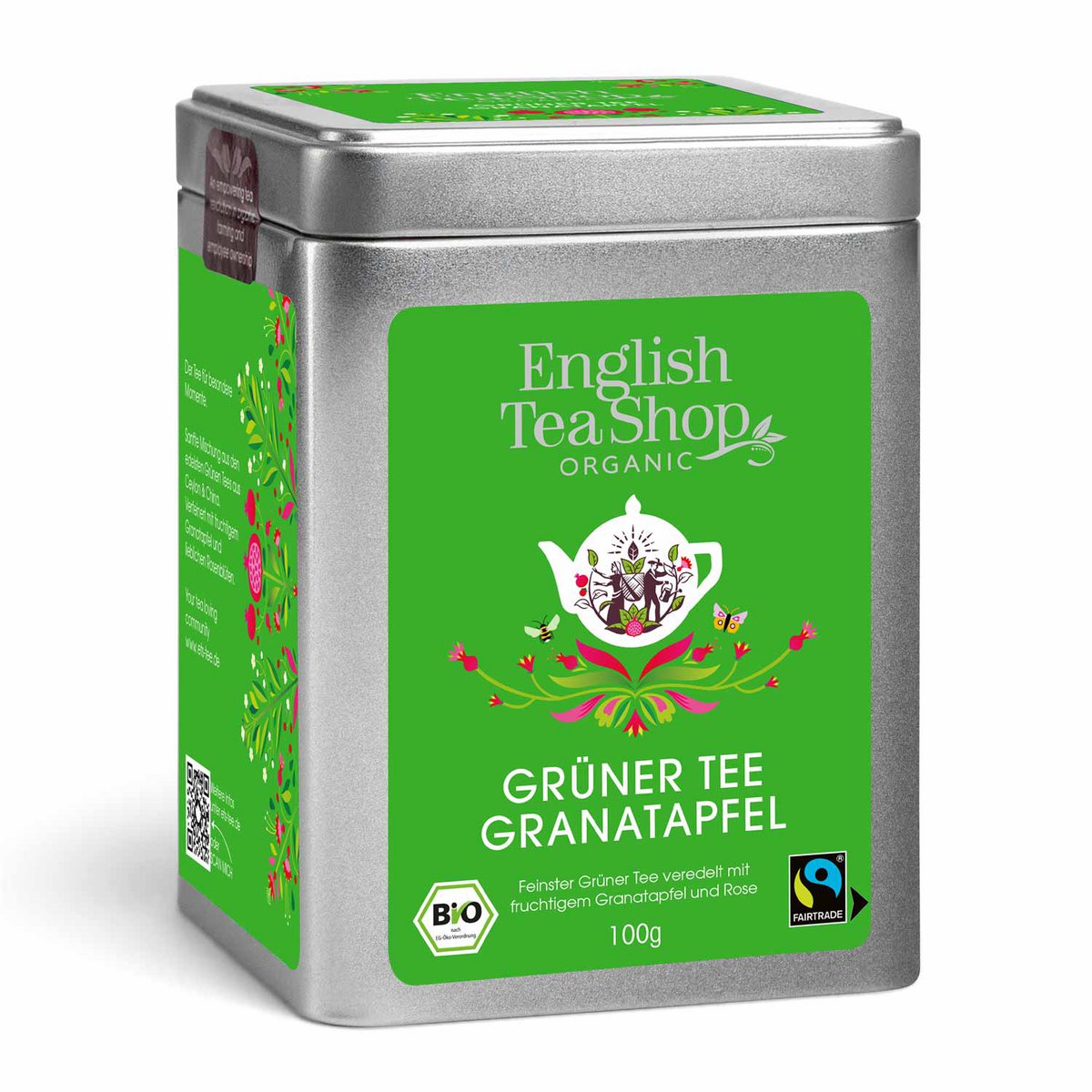 ETS - Grüner Tee Granatapfel, BIO Fairtrade, Loser Tee, 100g Dose