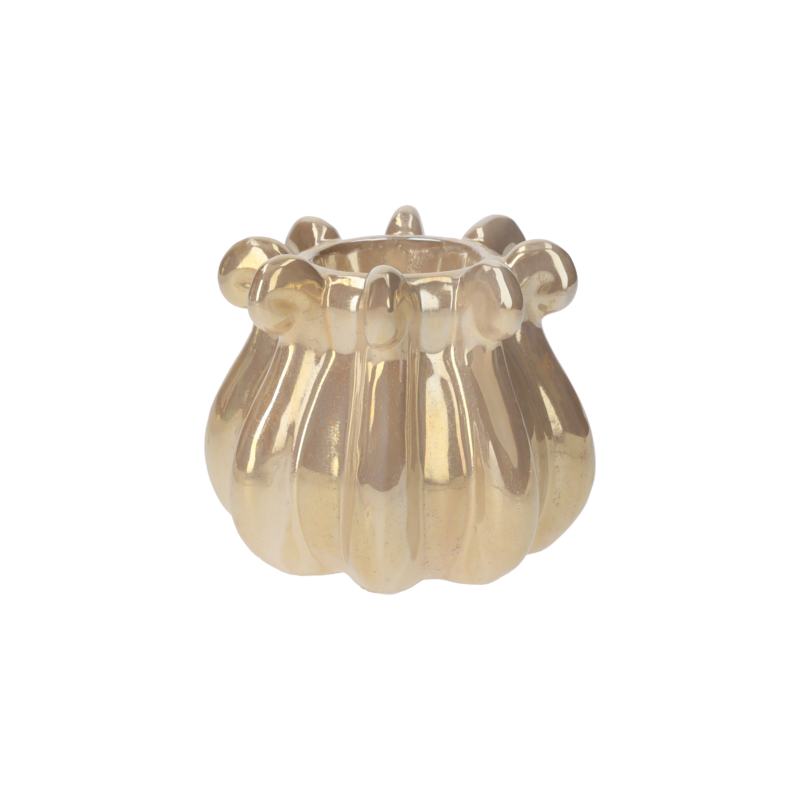 Pearly white ceramic tentacle candle holder d 15 h 12 cm