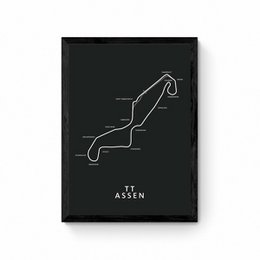 TT Assen - Carte du circuit - Noir - Affiche de carte
