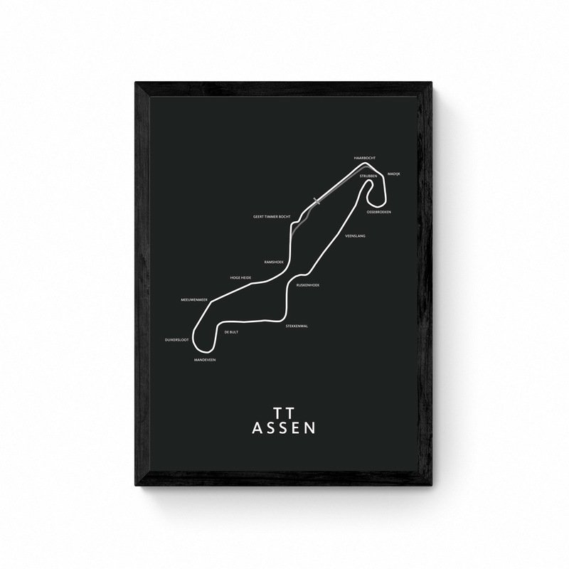TT Assen - Mapa toru - Czarny - Plakat z mapą
