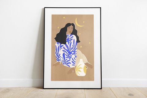 Blue Leafs - Art Print