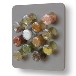 Portaspezie · COLOR-MIX: nero, rosso, grigio-marrone · con 12 bicchieri · multistrato di betulla · frontale in HPL