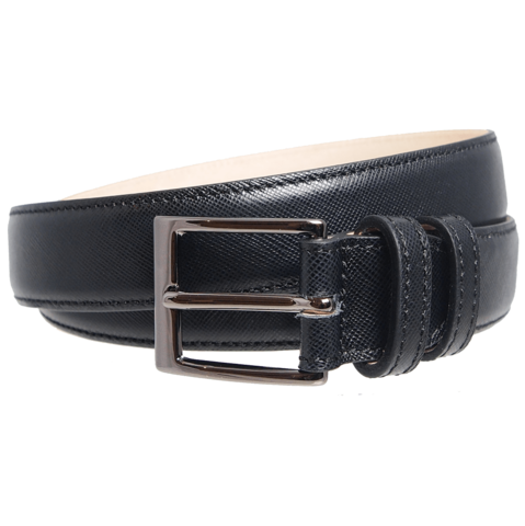 34 mm Sartorial Saffiano Gürtel Schwarz