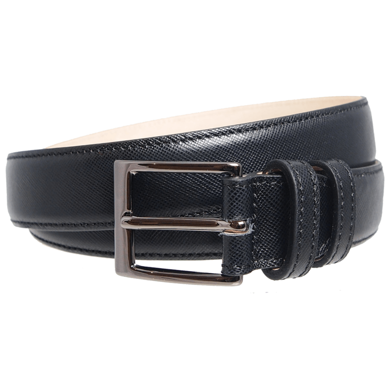 34 mm Sartorial Saffiano Bælte Sort