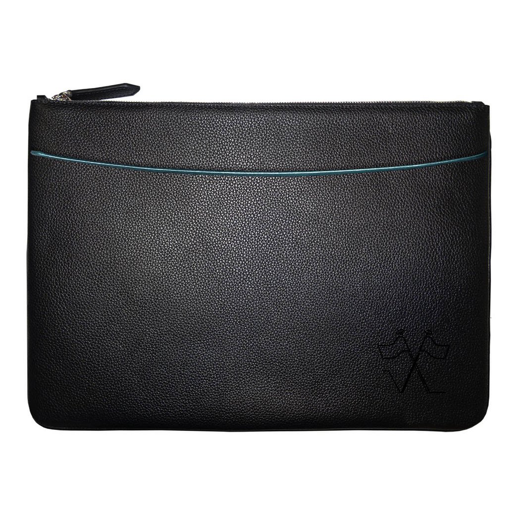 VUE LAC maletín de ordenador con bolsillo frontal Negro, borde Lavanda 38cm