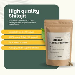 Shilajit-ekstrakt (5%) kapsler 500 mg - 60 kapsler