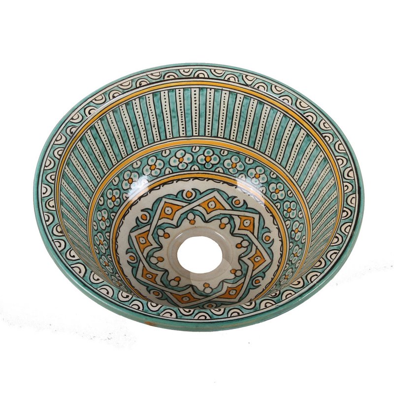 Oriental hand-painted ceramic sink Fes111
