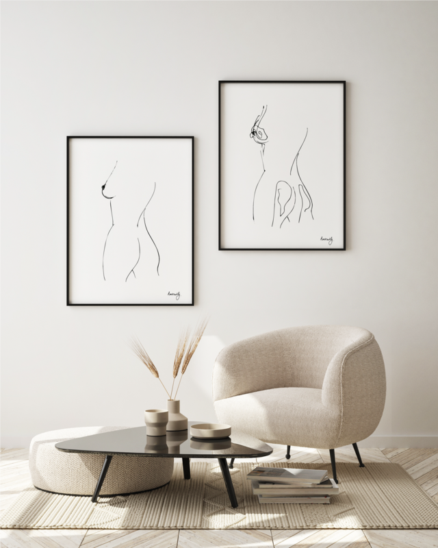 Hvad med Fillers - Kvinde Skulptur Line Art Print