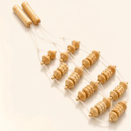 Wooden Massage Strap - Anti-Cellulite Draining Massager - 10 Stimulation Zones - Manual Back and Body Muscle Massager