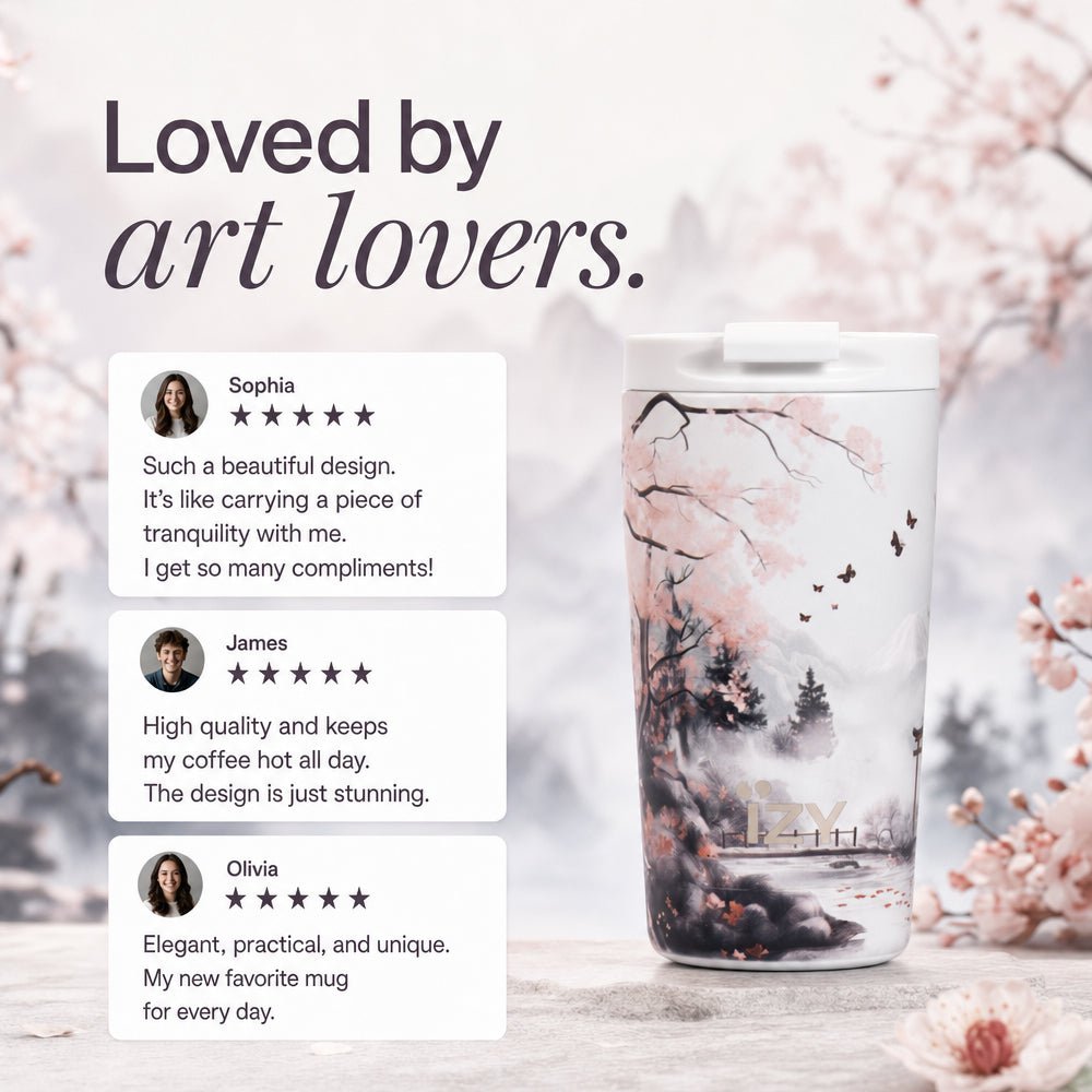 IZY Thermos Mugs - Sakura Dreams - 350ML To-Go Insulated Coffee mug