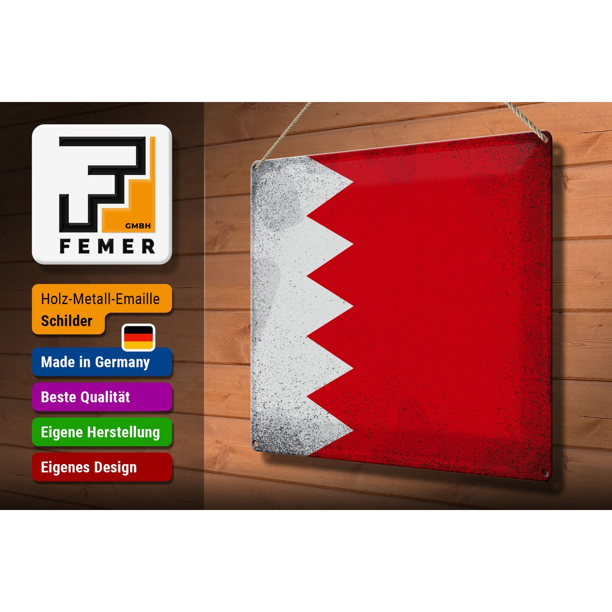Tin Sign Flag Bahrain 40x30cm Flag of Bahrain Vintage
