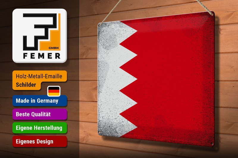 Tin Sign Flag Bahrain 40x30cm Flag of Bahrain Vintage