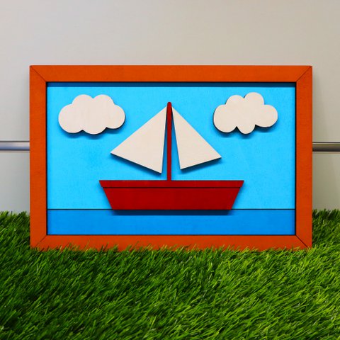 Wooden 3D Simpsons Boat Wall Frame, Simpsons Couch Living Room, Nerd and Geek Gift, Housewarming, Wall Decor, Gift for Fan, Home Decoration
