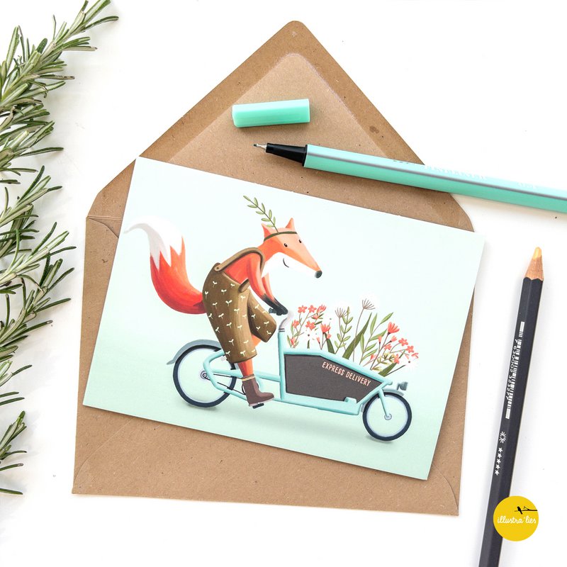 Tarjeta de felicitación Flores de bicicleta de carga