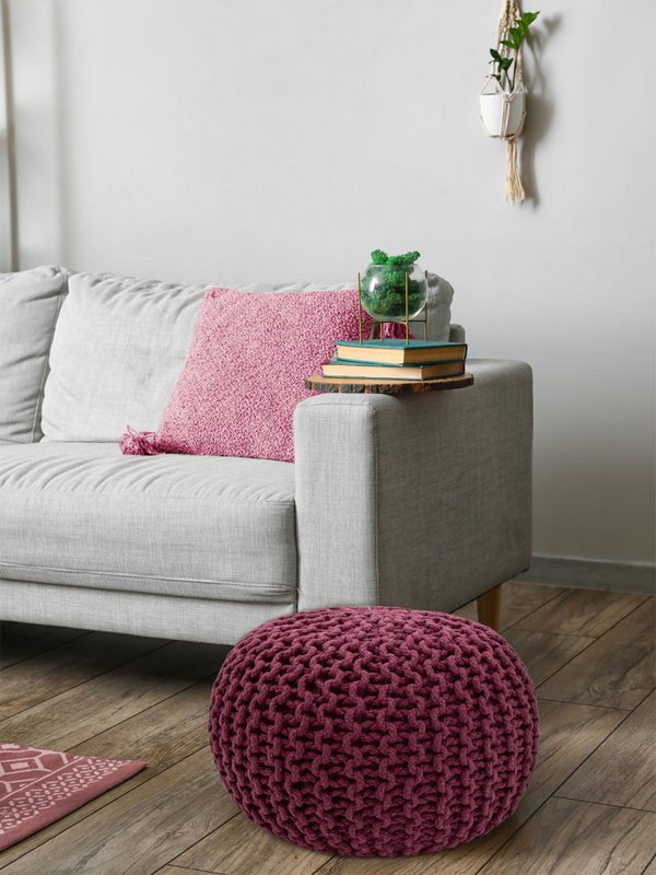 Knitted stool pouf Ø 45 H 30 cm cm seat pouf knitted floor cushion