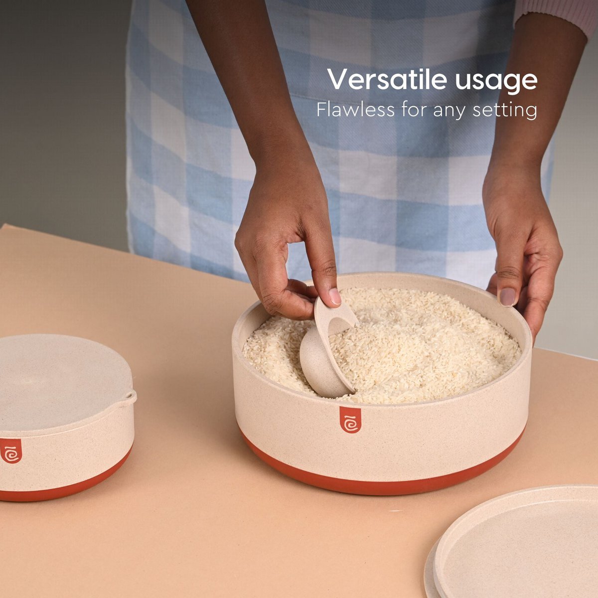 Ecofy Terravo Storage Containers For Kitchen | 1200ml, 2200ml, 600ml | Pack Of 3 | Storage Bowls Made with Rice Husk Biocomposite | Bowl With Lid | Antiskid & Airtight Containers TUV Certified