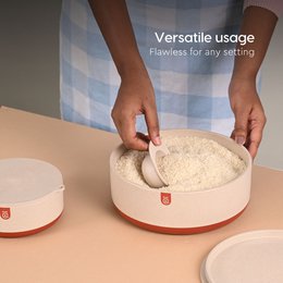 Ecofy Terravo Storage Containers For Kitchen | 1200ml, 2200ml, 600ml | Pack Of 3 | Storage Bowls Made with Rice Husk Biocomposite | Bowl With Lid | Antiskid & Airtight Containers TUV Certified