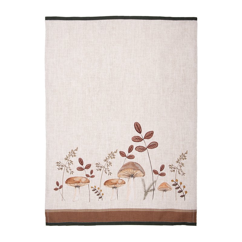 Geschirrtuch 50x70 cm Beige Baumwolle Pilze Küchentuch