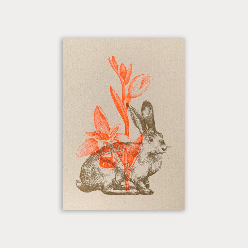 Postcard / Bunny with Daffodil / Risography