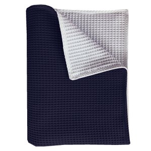Kinderbettdecke Pique doppelseitige Marine / Weiß 100x150