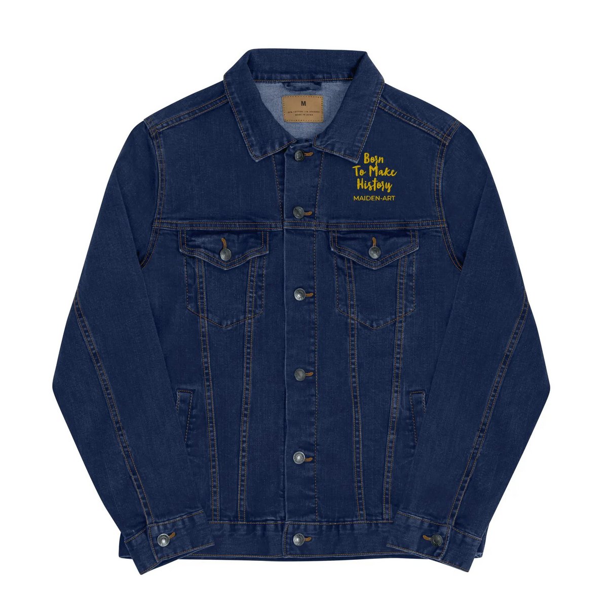Embroidered denim jacket The Rebel Girl in Me will Never Die Unisex denim jacket - Gold Embroidery