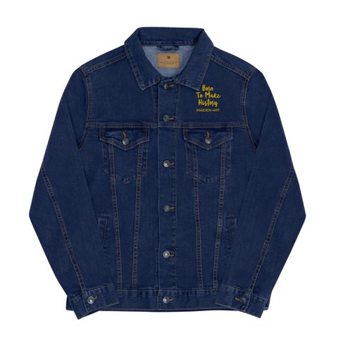 Embroidered denim jacket The Rebel Girl in Me will Never Die Unisex denim jacket - Gold Embroidery