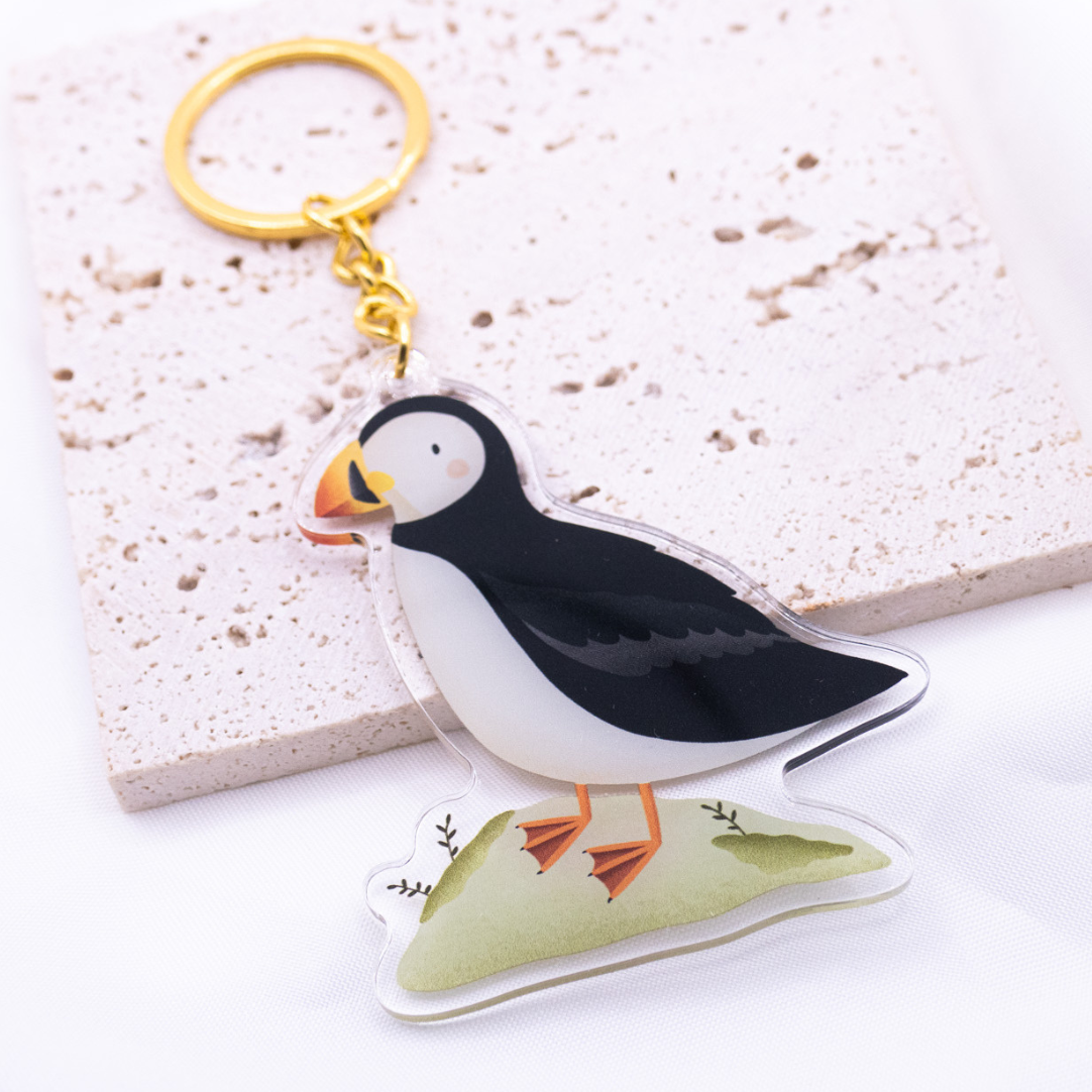 Keychain Puffin Island made of acrylic - gift travel key ring puffin
