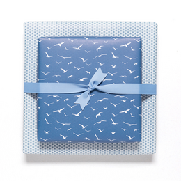Bird wrapping paper blue - maritime wrapping paper with seagulls, as a gift packaging for baptism, communion or confirmation