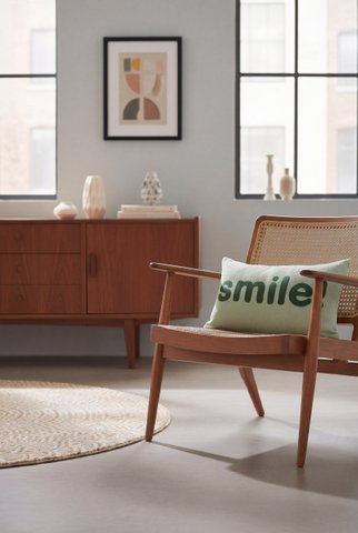 Smile Pillow Green, Punch Needle Embroidery